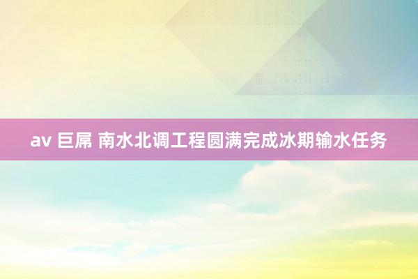 av 巨屌 南水北调工程圆满完成冰期输水任务