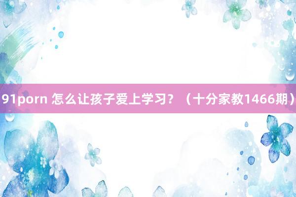 91porn 怎么让孩子爱上学习？（十分家教1466期）